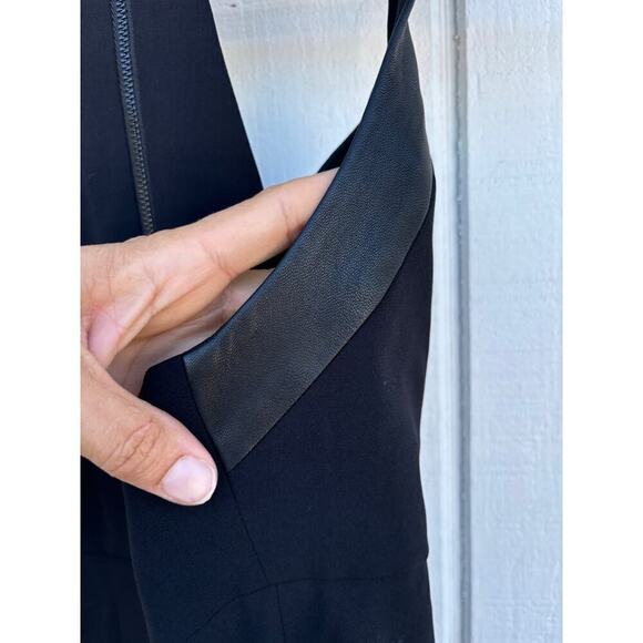 Alice + Olivia Black Fit N Flare Dress, T Back, Cut Out Front, Lambskin Detail‎ - Picture 7 of 7